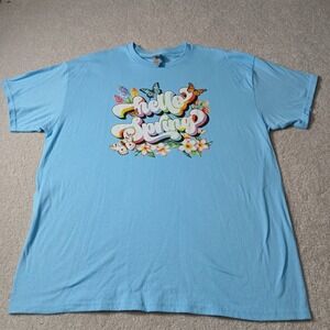 Spring Butterflies Floral Light Blue T-Shirt, Unisex Xlarge Cotton Nature Gift